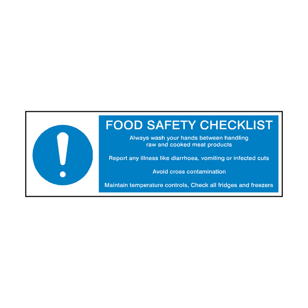 Food Safety Checklist Hygiene Sign | Safety-Label.co.uk