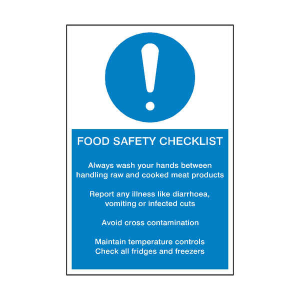 Food Safety Checklist Sign | Safety-Label.co.uk