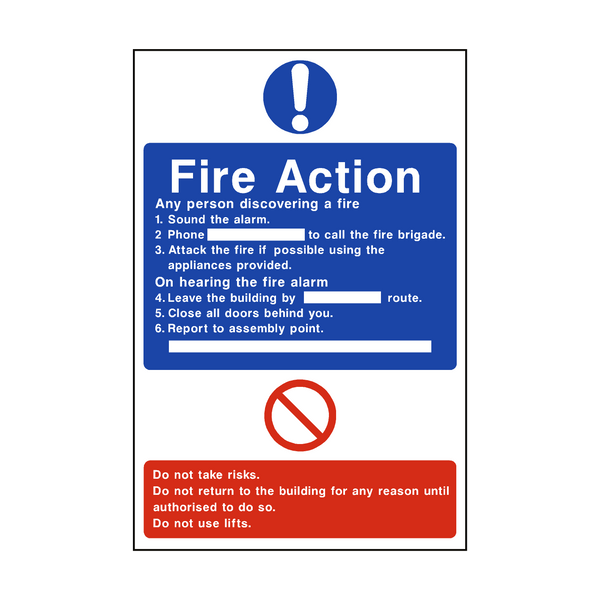 General Fire Action Sticker | Safety-Label.co.uk