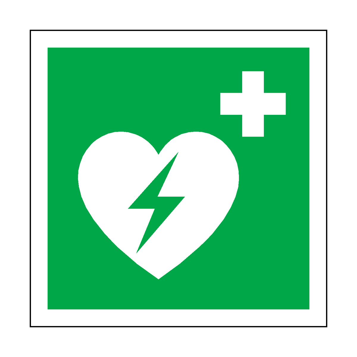 Defibrillator Sign Sticker Heart Defibrillator Symbol Sign | Safety-Label.co.uk
