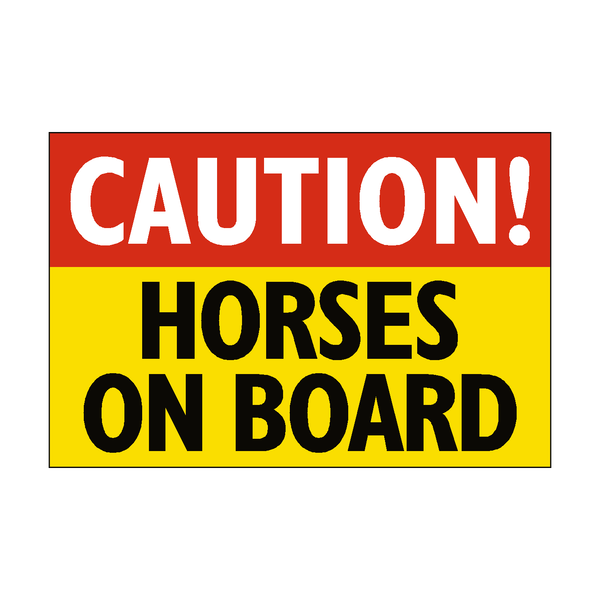 Caution Horses On Board Sticker | Safety-Label.co.uk