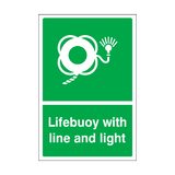 Lifebuoy With Line & Light Sticker | Safety-Label.co.uk