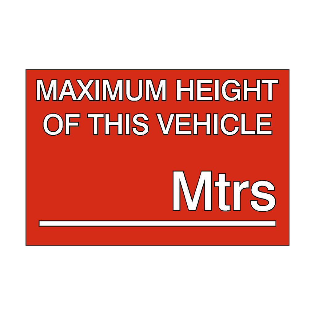 Maximum Height Vehicle Sticker Meters | Safety-Label.co.uk