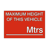 Maximum Height Vehicle Sticker Meters | Safety-Label.co.uk