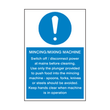Mincing Mixing Machine Instructions Sign | Safety-Label.co.uk