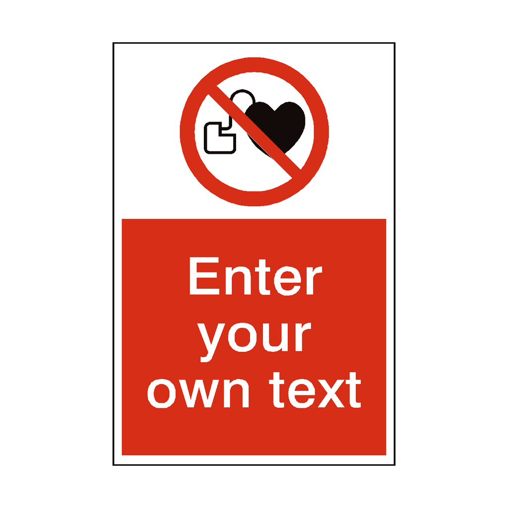 No Cardiac Device Custom Prohibition Sticker | Safety-Label.co.uk
