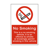 No Smoking In Vehicle Sign | Safety-Label.co.uk