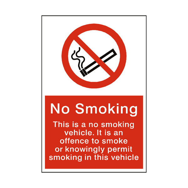 No Smoking In Vehicle Sticker | Safety-Label.co.uk