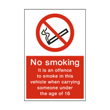 No Smoking In Vehicle With Under 16 Sticker | Safety-Label.co.uk