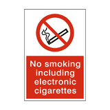 No Smoking Including Electronic Cigarettes Sign | Safety-Label.co.uk