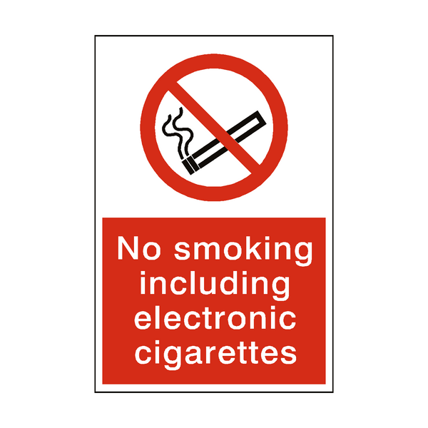 No Smoking Including Electronic Cigarettes Sticker | Safety-Label.co.uk