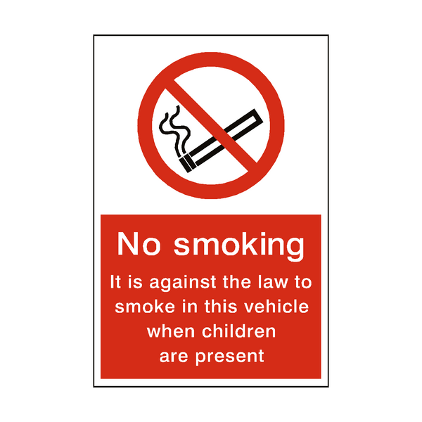 No Smoking in Vehicle Children Sign | Safety-Label.co.uk