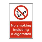 No Smoking Including E-Cigarettes Sign | Safety-Label.co.uk