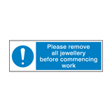 Please Remove Jewellery Before Work Sign | Safety-Label.co.uk