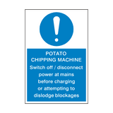 Potato Chipping Machine Instructions Sign | Safety-Label.co.uk