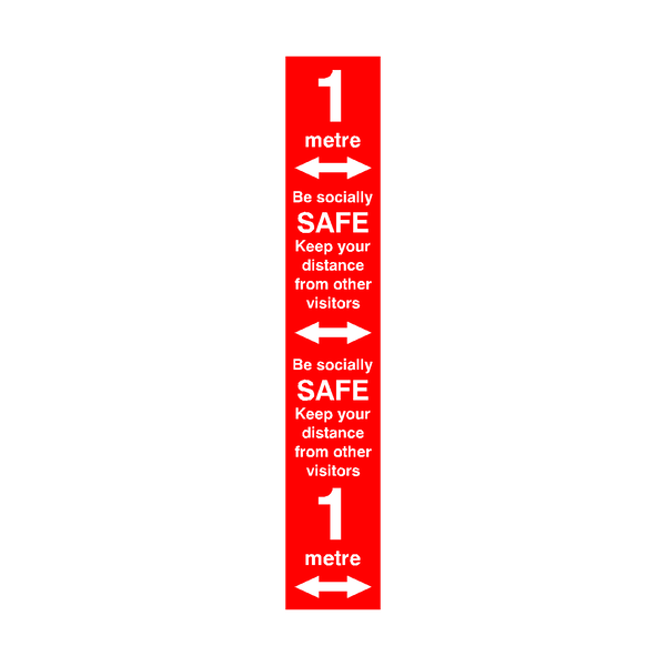 1 Metre Distance Floor Marking Strip - Red | Safety-Label.co.uk