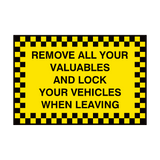 Remove Valuables Lock Car Sign | Safety-Label.co.uk