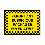 Report Suspicious Package Sign | Safety-Label.co.uk
