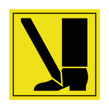 Risk Of Cutting Foot From Above ISO Label | Safety-Label.co.uk