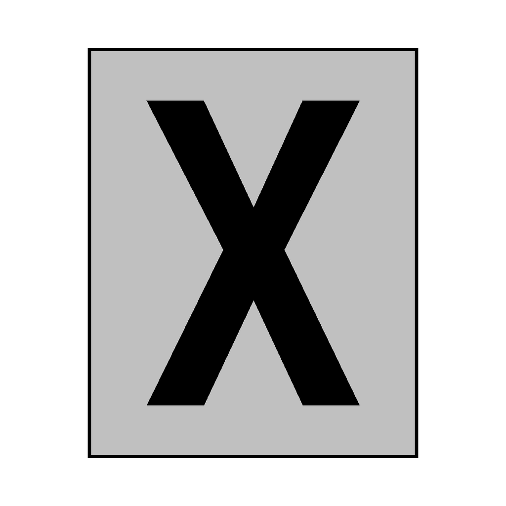 Silver Letter X Sticker | Safety-Label.co.uk