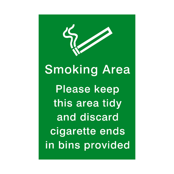 Smoking Area Keep Tidy Sticker | Safety-Label.co.uk