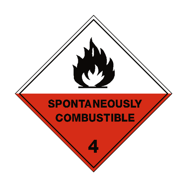 Spontaneously Combustible 4 Label | Safety-Label.co.uk