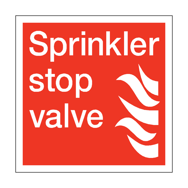 Sprinkler Stop Valve Square Sticker | Safety-Label.co.uk