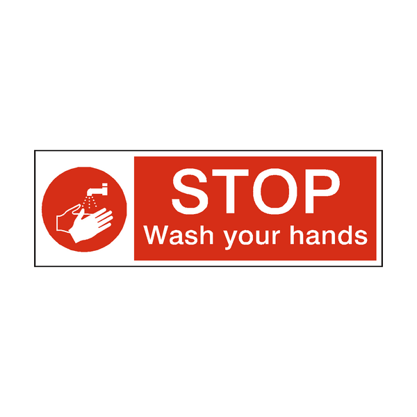 Stop Wash Your Hands Hygiene Sign | Safety-Label.co.uk