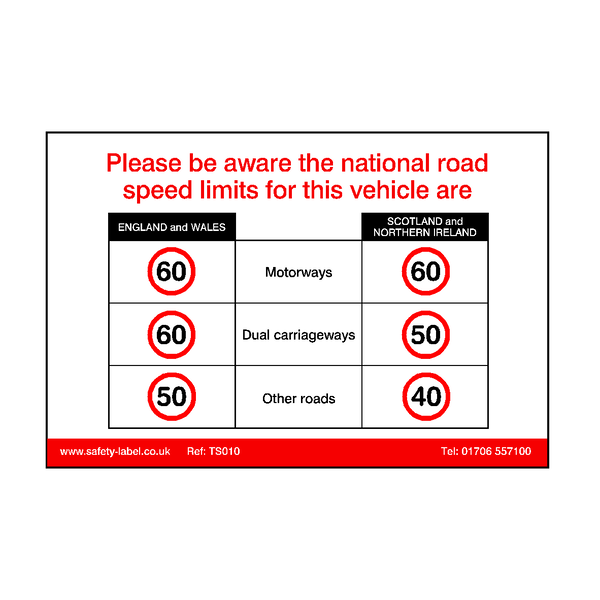 UK Goods Vehicle Speed Limit Sticker | Safety-Label.co.uk