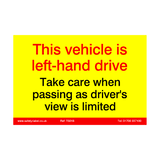 Left Hand Drive Vehicle Sticker | Safety-Label.co.uk