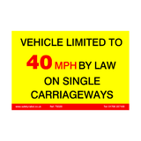 Vehicle Limited To 40 MPH Sticker | Safety-Label.co.uk