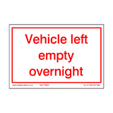 Vehicle Left Empty Overnight Sticker | Safety-Label.co.uk