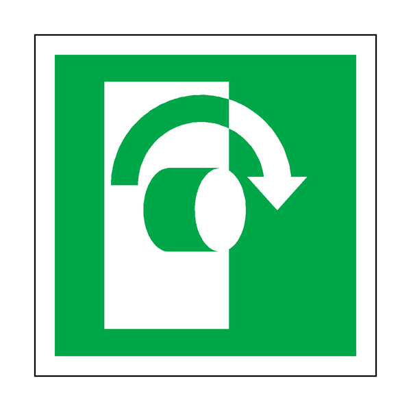 Turn Clockwise To Open Symbol Sign | Safety-Label.co.uk