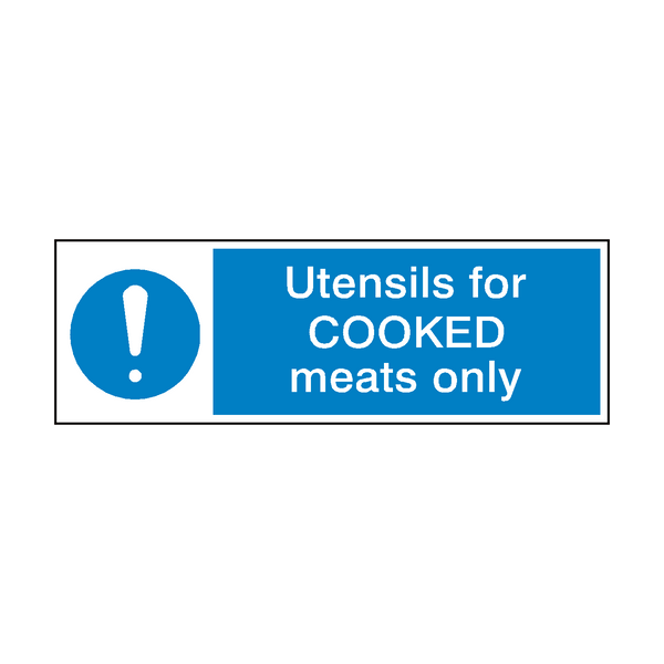 Utensils For Cooked Meat Hygiene Sign | Safety-Label.co.uk