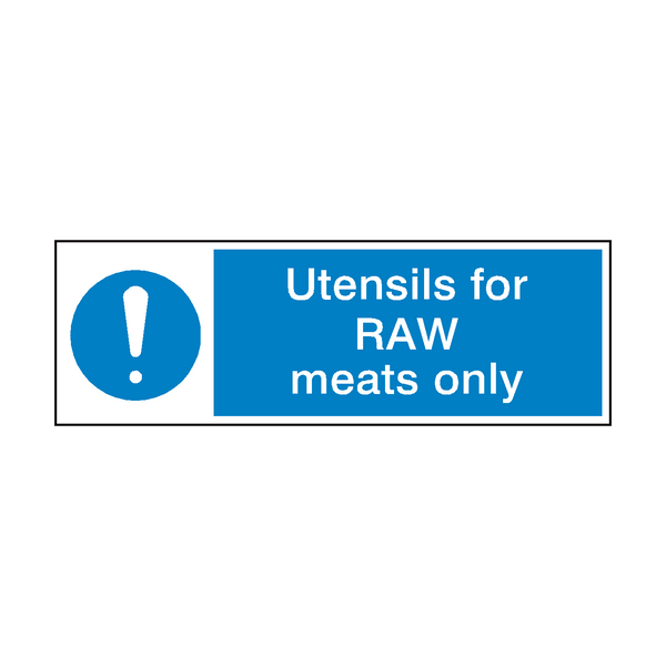 Utensils For Raw Meat Hygiene Sign | Safety-Label.co.uk