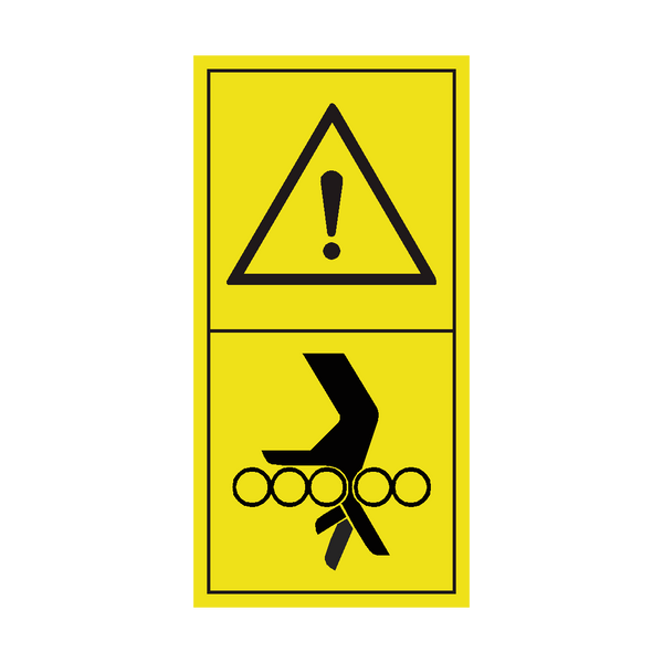 Warning Pulling Your Hand Between The Rollers Sticker | Safety-Label.co.uk
