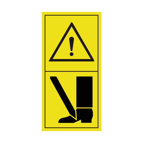 Warning Risk Of Cutting Foot From Above Sticker | Safety-Label.co.uk