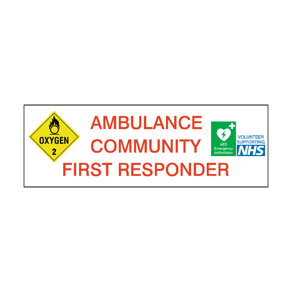 Ambulance Community First Responder Sticker | Safety-Label.co.uk