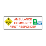 Ambulance Community First Responder Sticker | Safety-Label.co.uk