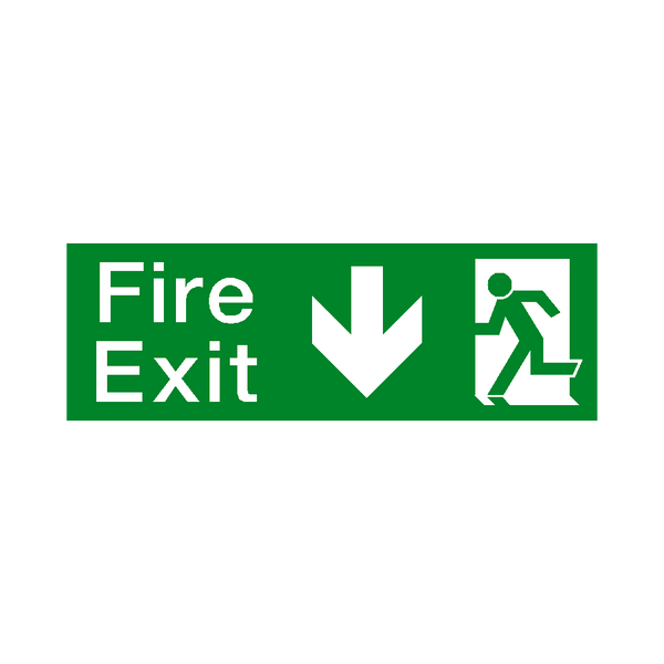 Arrow Down Fire Exit Sticker | Safety-Label.co.uk