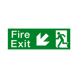 Arrow Down Left Fire Exit Sign | Safety-Label.co.uk