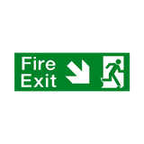 Arrow Down Right Fire Exit Sticker | Safety-Label.co.uk