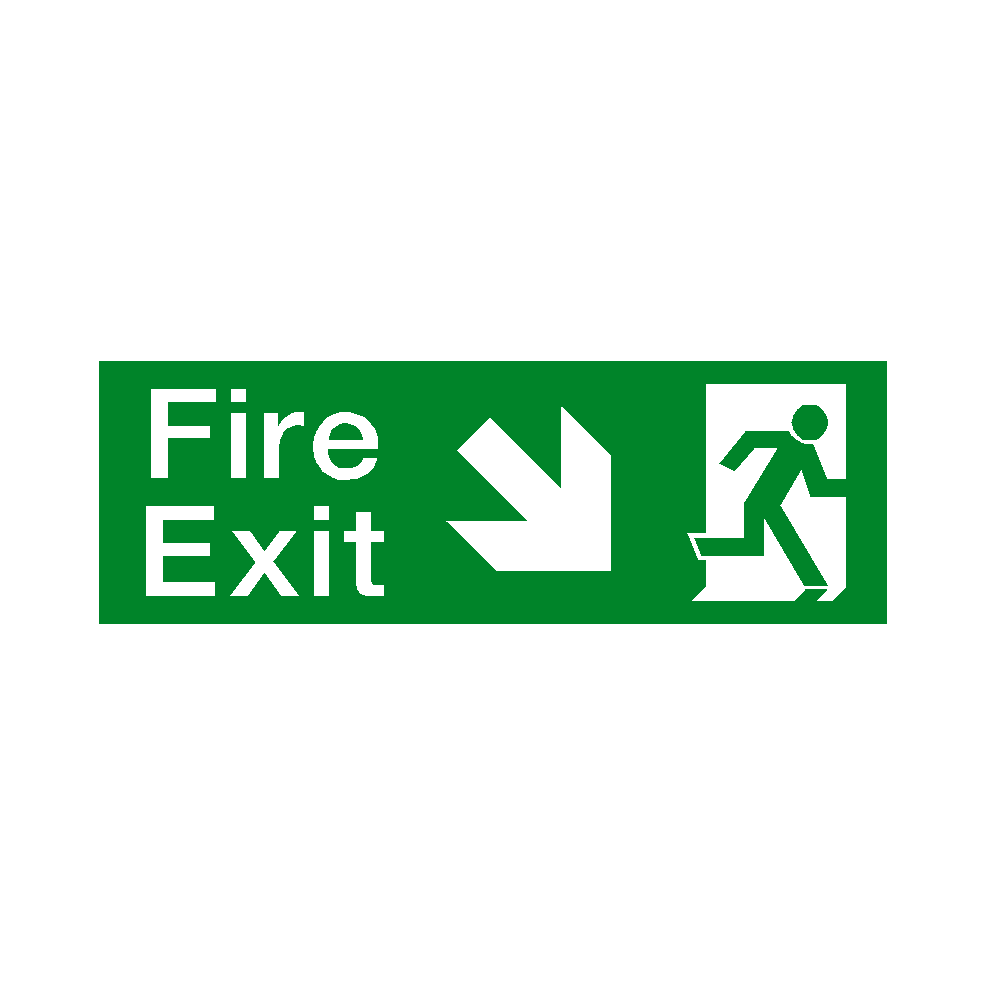 Arrow Down Right Fire Exit Sign | Safety-Label.co.uk