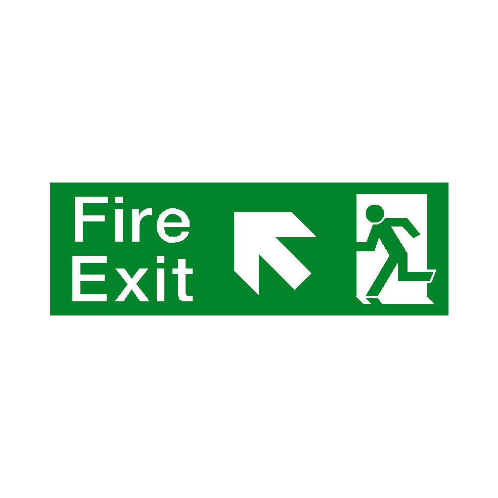 Arrow Up Left Fire Exit Sign | Safety-Label.co.uk