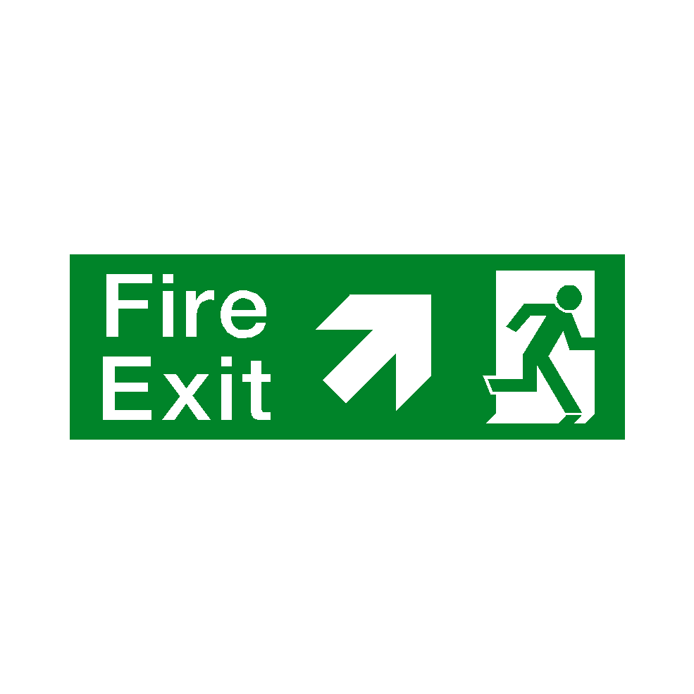 Arrow Up Right Fire Exit Sticker | Safety-Label.co.uk