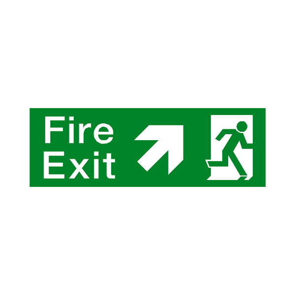 Arrow Up Right Fire Exit Sign | Safety-Label.co.uk