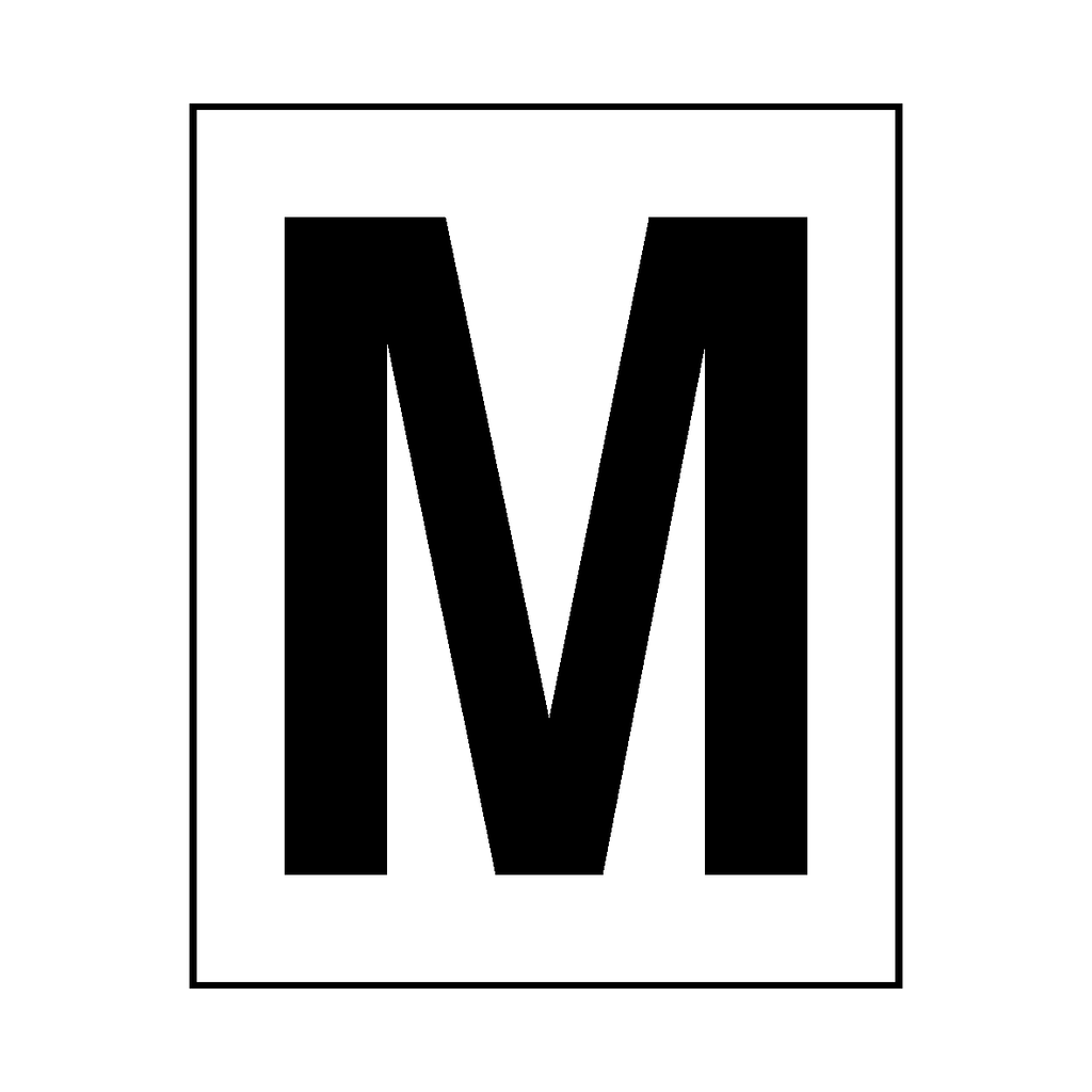 Letter M Sticker Black | Safety-Label.co.uk