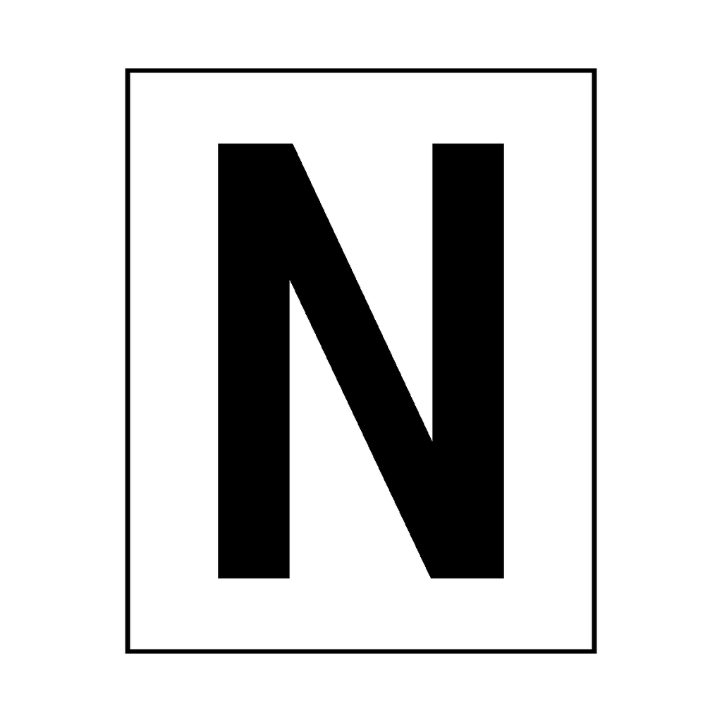 Letter N Sticker Black | Safety-Label.co.uk