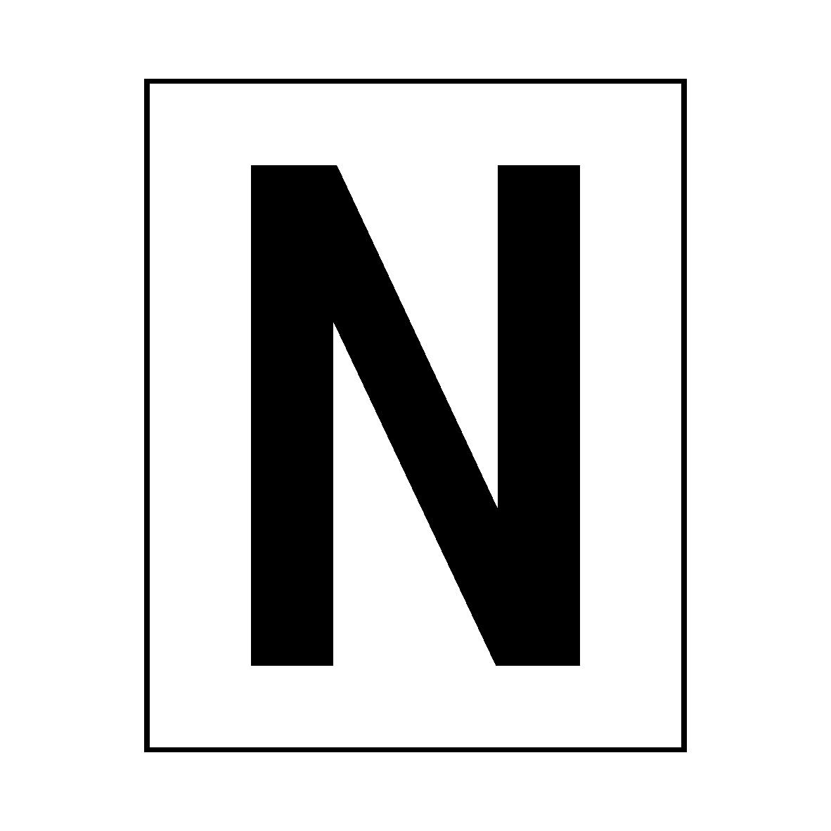Sticker N Letter Letter N Sticker Black