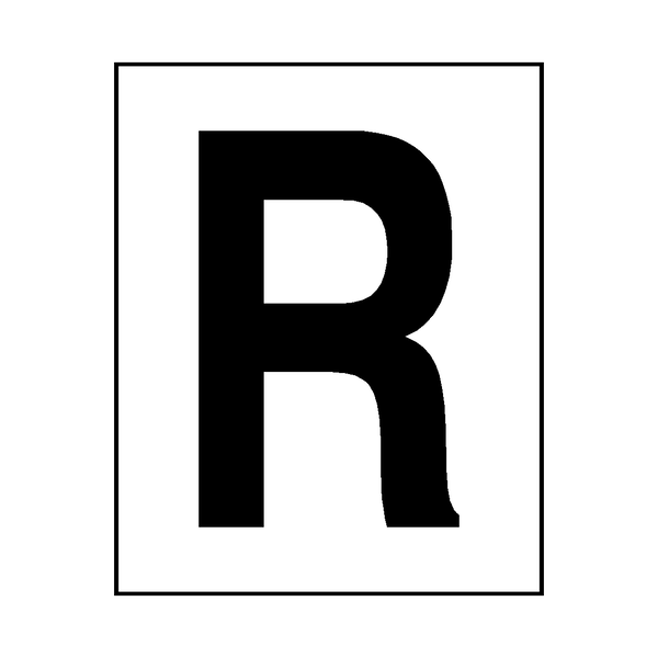 Letter R Sticker Black | Safety-Label.co.uk